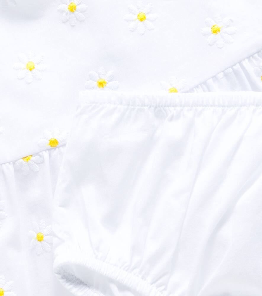 Il Gufo Baby Floral Cotton Dress And Bloomers Set In White