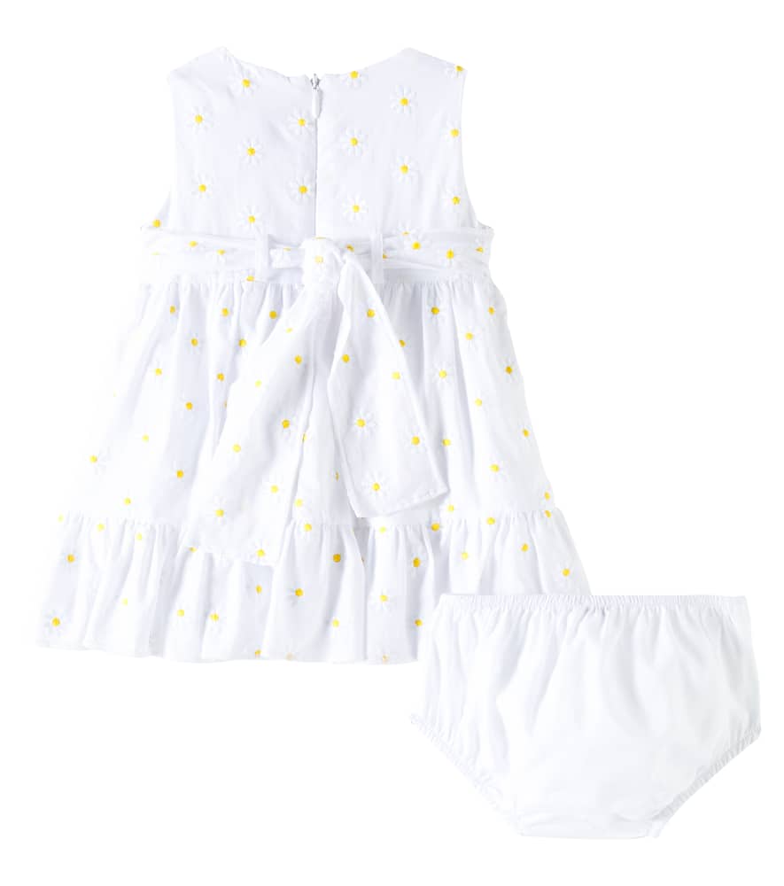 Il Gufo Baby Floral Cotton Dress And Bloomers Set In White