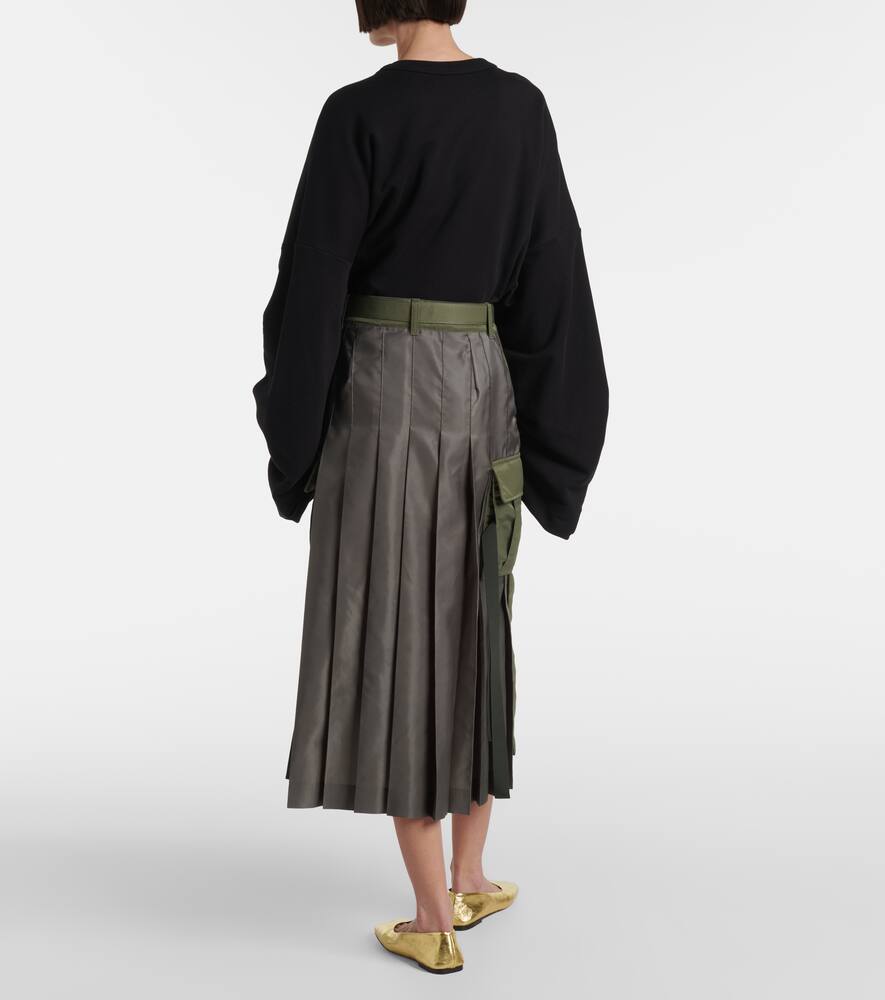 Sacai Nylon Twill Midi Skirt In Green