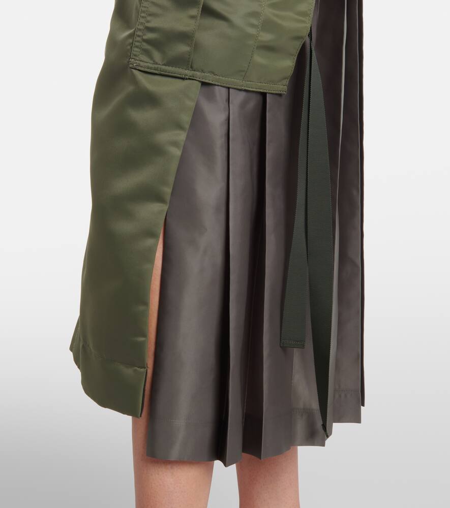 Sacai Nylon Twill Midi Skirt In Green