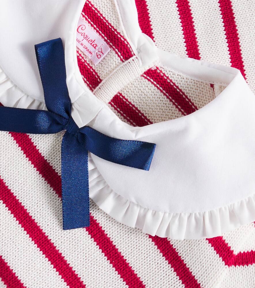 La Coqueta Morissa Striped Cotton Sweater In Red