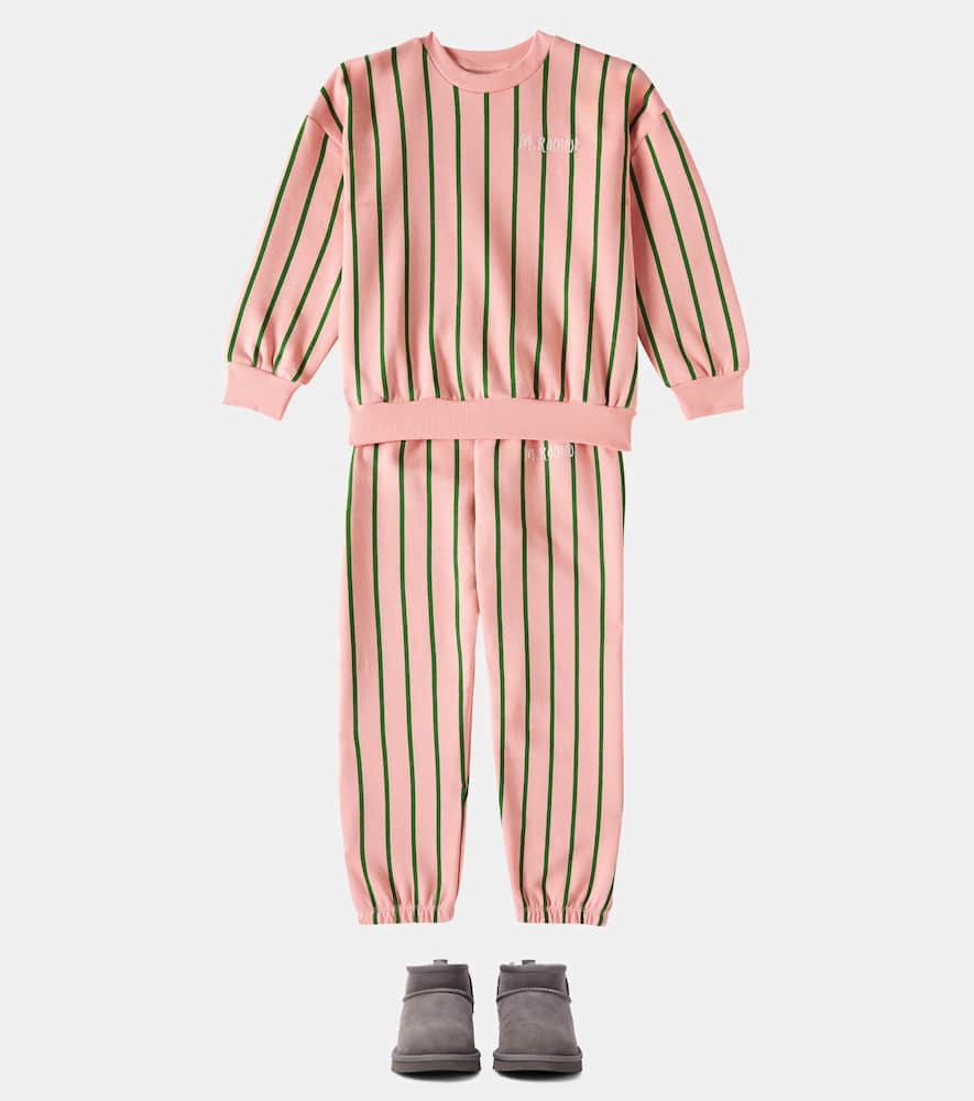 Mini Rodini Striped Cotton Sweatshirt In Pink