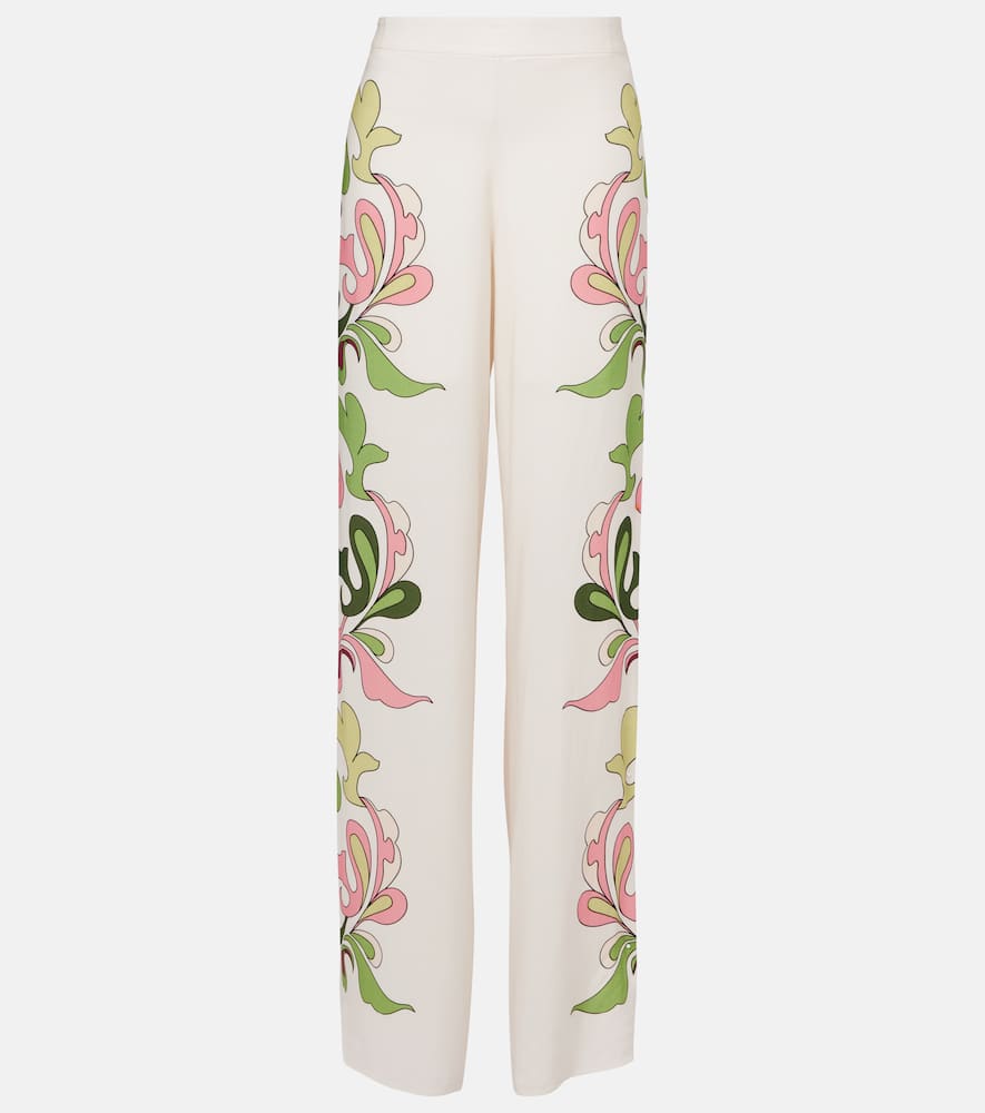 Adriana Degreas Inamorata Printed High-rise Wide-leg Pants In White