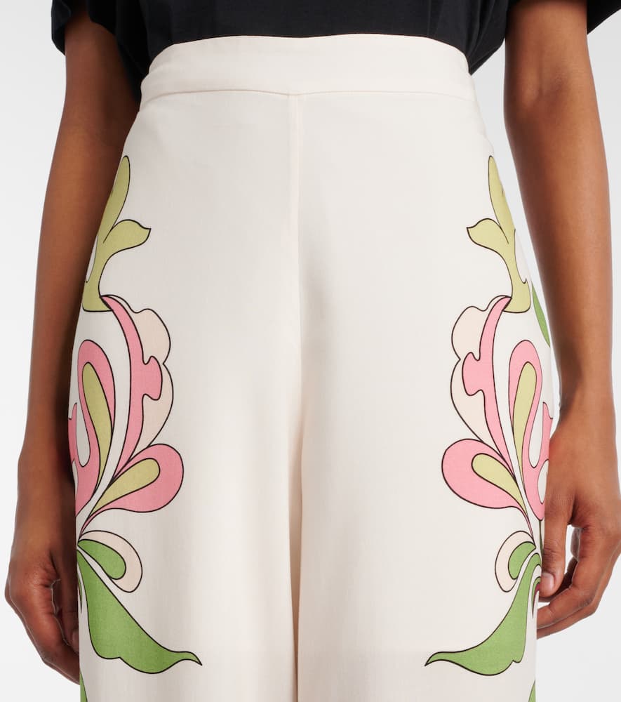 Adriana Degreas Inamorata Printed High-rise Wide-leg Pants In White