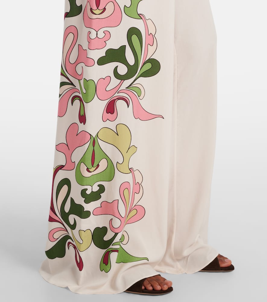 Adriana Degreas Inamorata Printed High-rise Wide-leg Pants In White