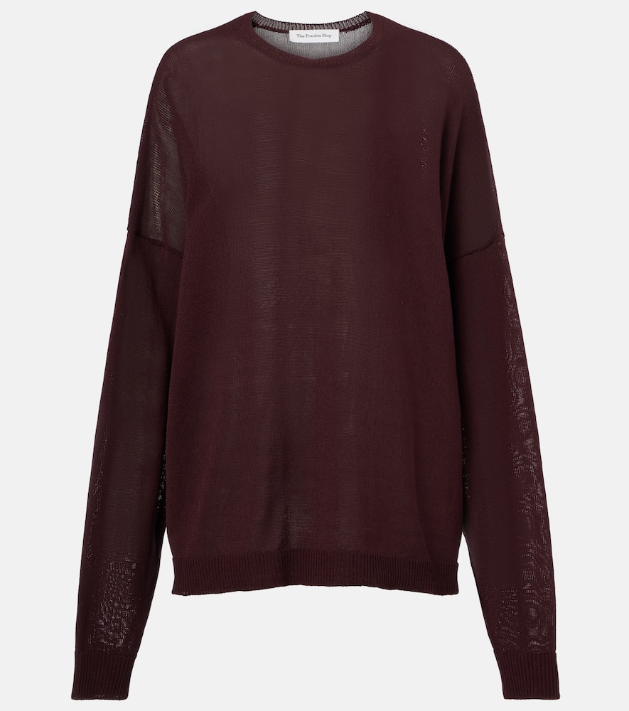 The Frankie Shop Basel Cotton-blend Sweater In Burgundy