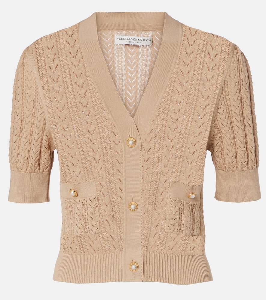 Pointelle cotton and cashmere cardigan