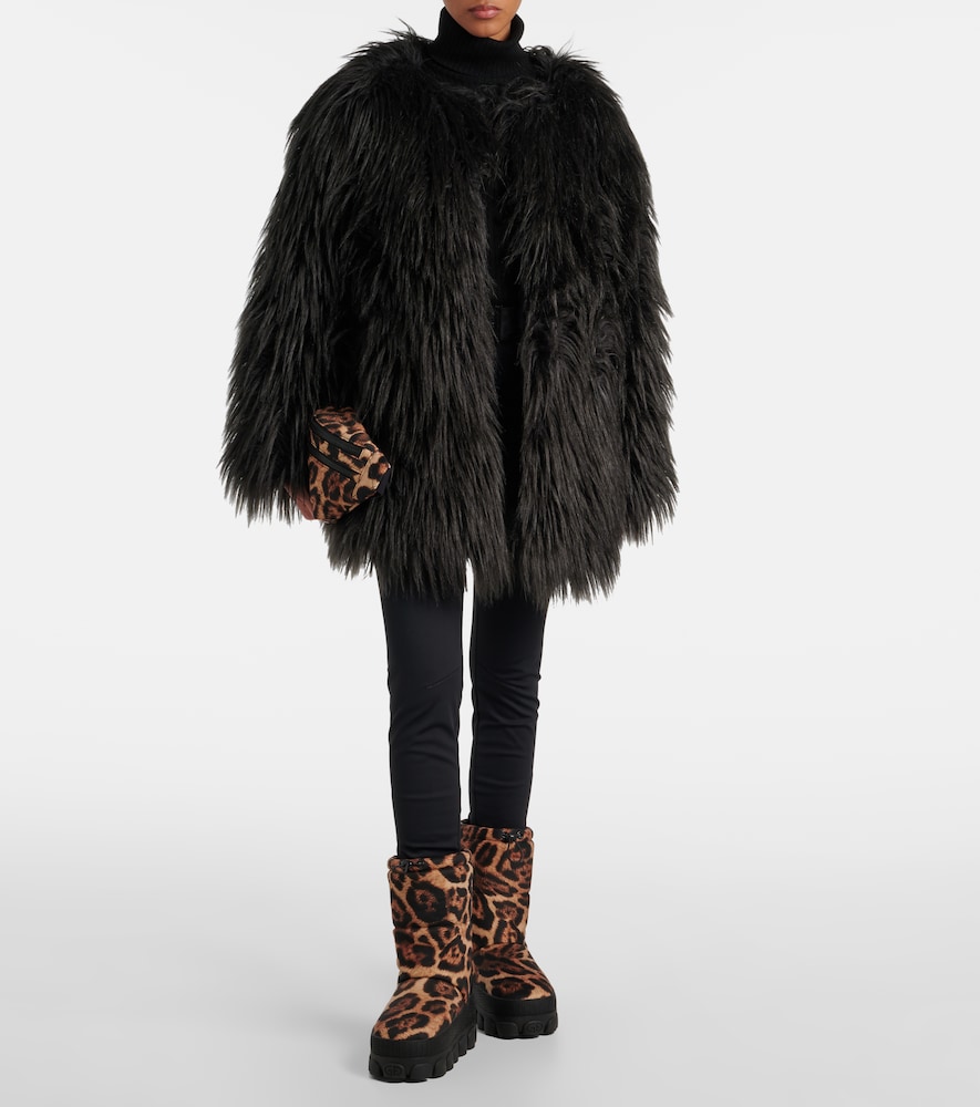 Snowy Leopard-Print Snow Boots