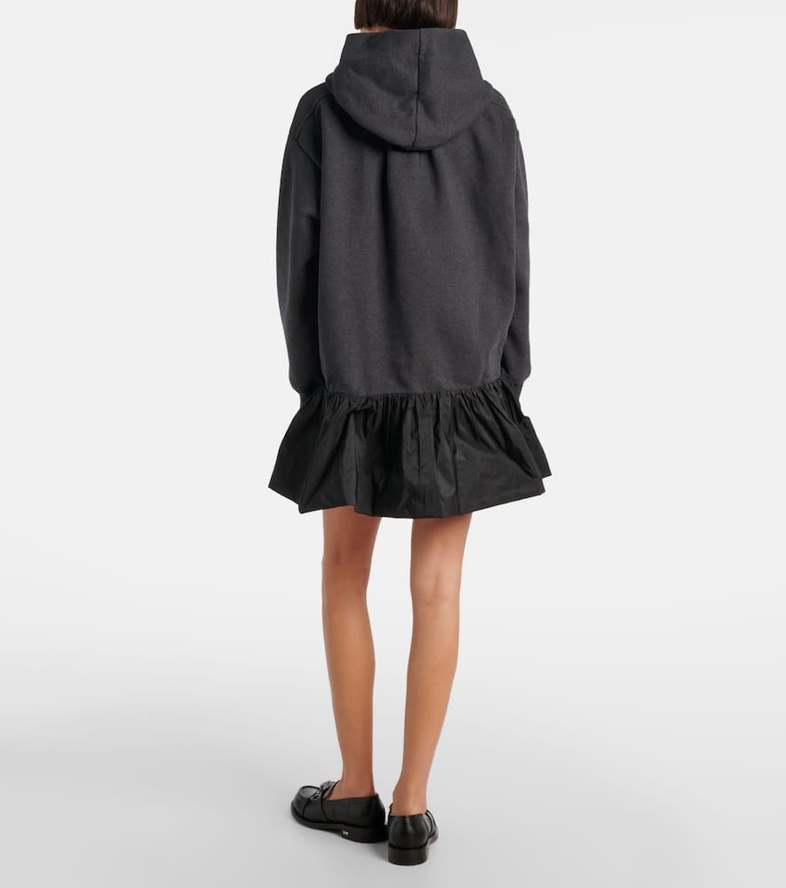 Patou Ruffle Hem Hoodie Dress In Organic Cotton And Faille Clothing In Gray