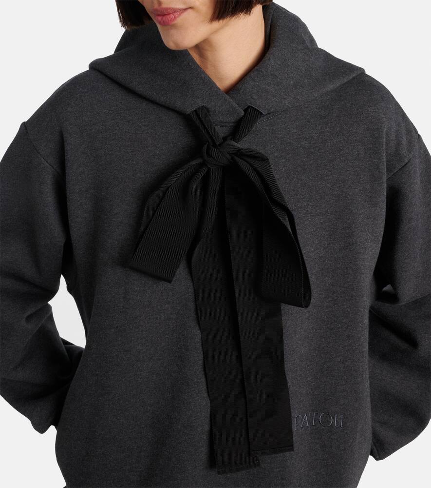 Patou Ruffle Hem Hoodie Dress In Organic Cotton And Faille Clothing In Gray
