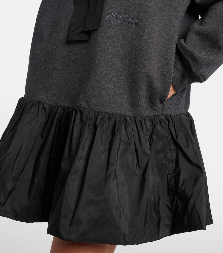 Patou Ruffle Hem Hoodie Dress In Organic Cotton And Faille Clothing In Gray