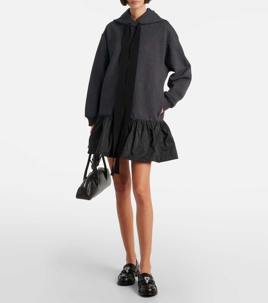 Patou Ruffle Hem Hoodie Dress In Organic Cotton And Faille Clothing In Gray