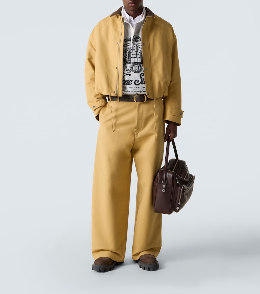 Mid-Rise Cotton Satin Wide-Leg Pants