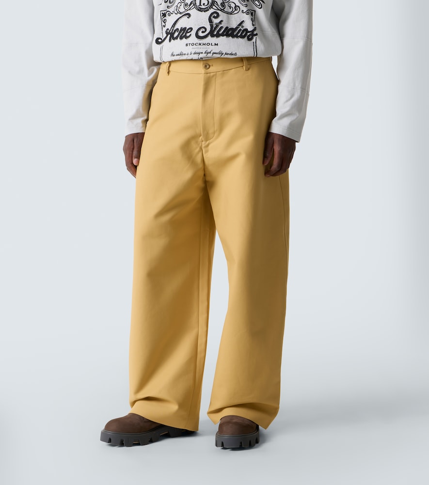 Mid-Rise Cotton Satin Wide-Leg Pants