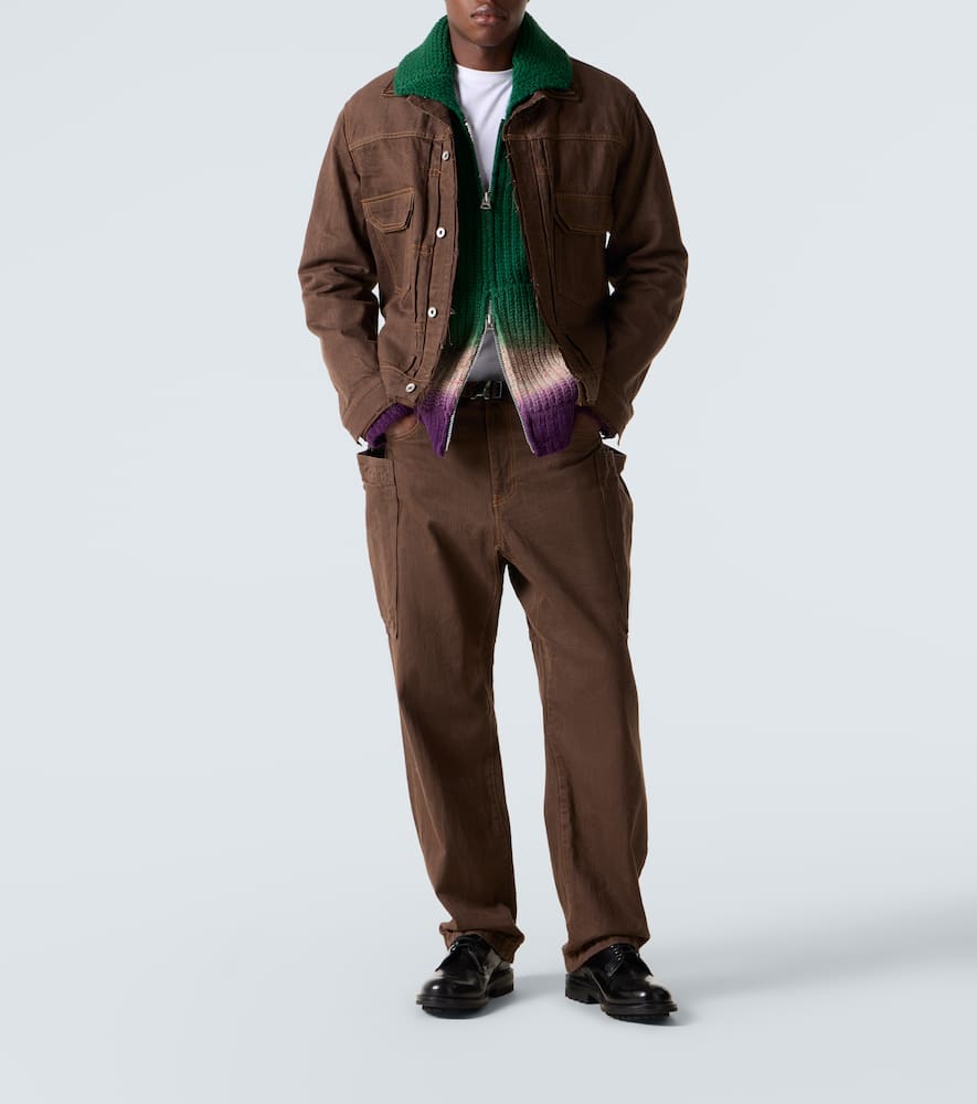 Sacai Ribbed-knit Wool Zip-up Cardigan In Green