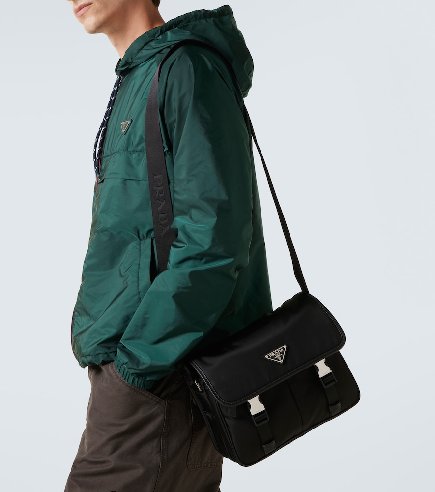 Re-Nylon Leather-Trimmed Shoulder Bag