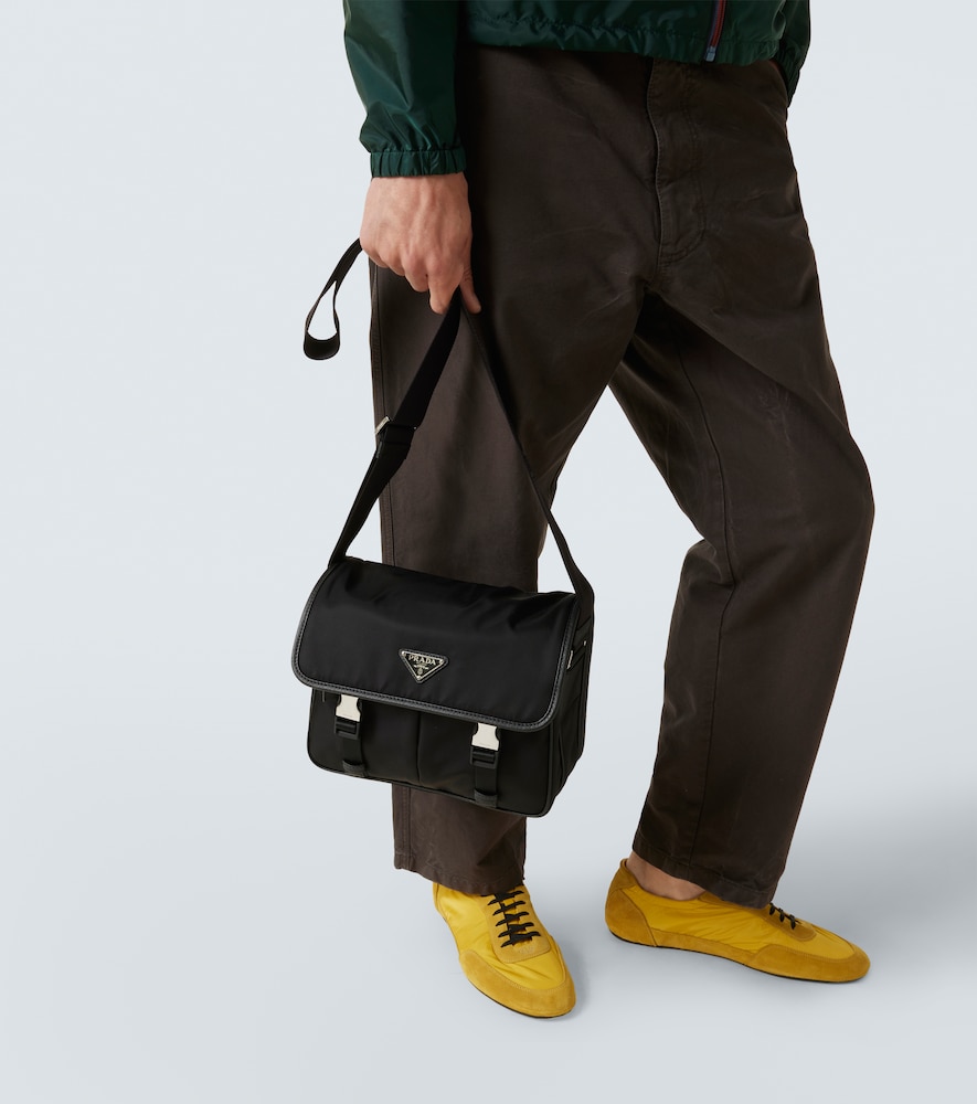 Re-Nylon Leather-Trimmed Shoulder Bag