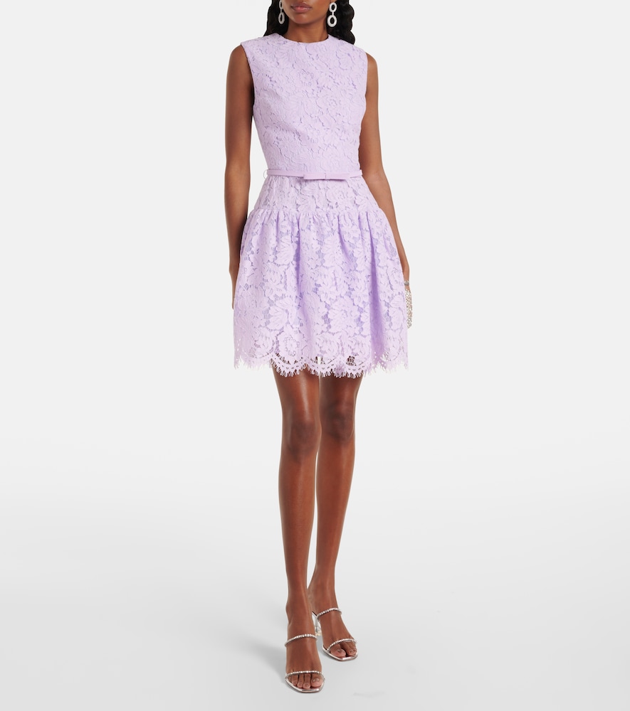 Self-Portrait Belted lace minidress