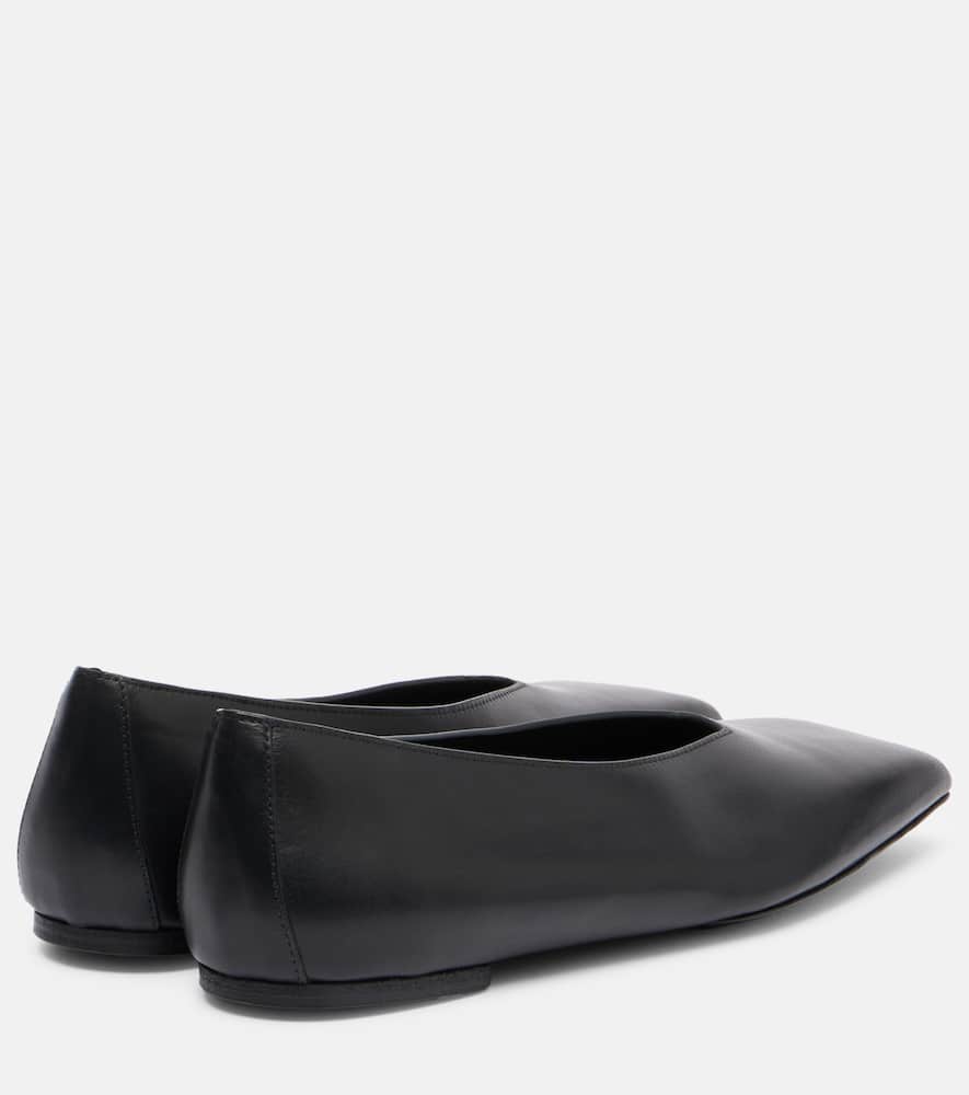 Rick Owens Leather Ballet Flats With Flat Sole And Square Toe In Black