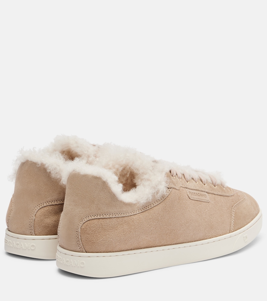  Ferragamo Ferragamo Shearling-lined Suede Sneakers 