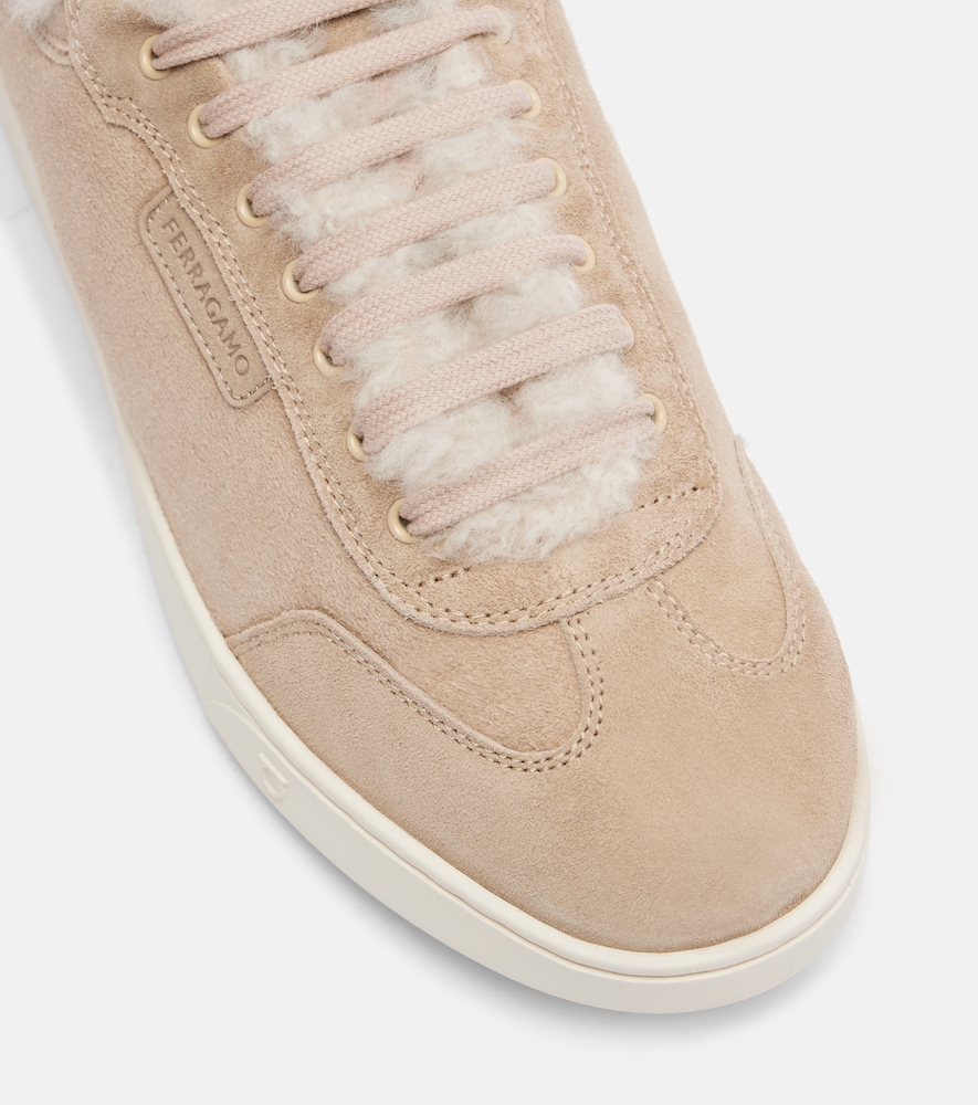  Ferragamo Ferragamo Shearling-lined Suede Sneakers 
