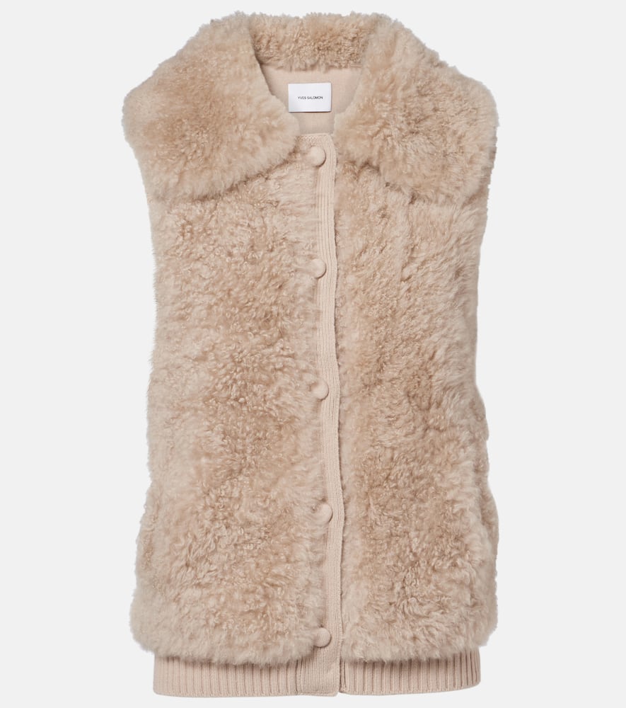 Yves Salomon Shearling Vest In Neutral