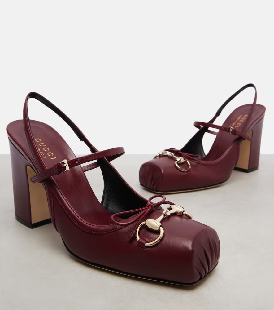 Gucci Horsebit Damenpumps Mit Fersenriemchen In Burgundy