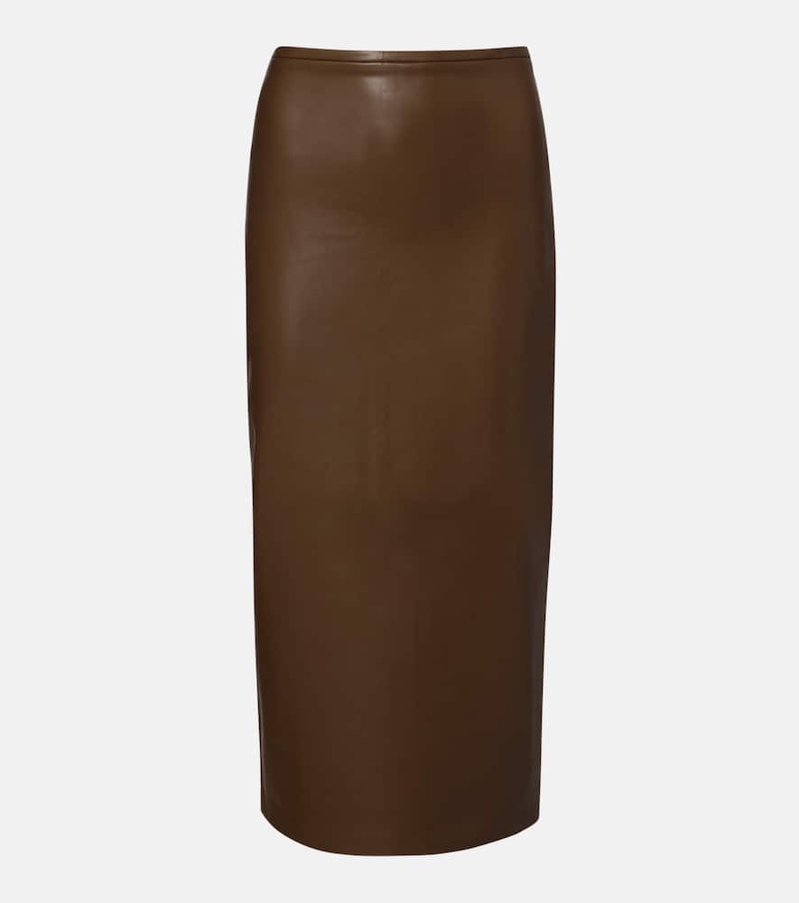 Norma Kamali High-rise Midi Skirt In Brown