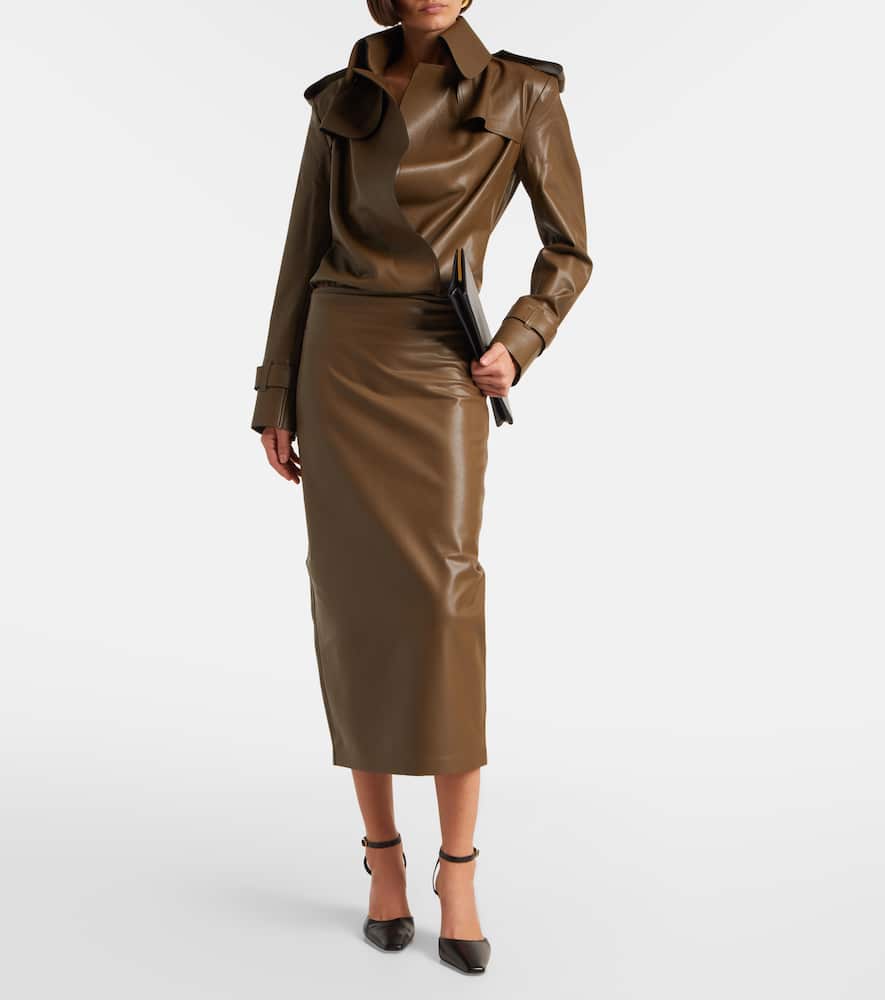 Norma Kamali High-rise Midi Skirt In Brown