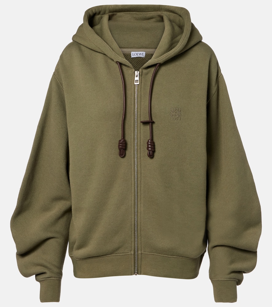 Loewe Flamenco Cotton And Cashmere Zip-up Hoodie In Green