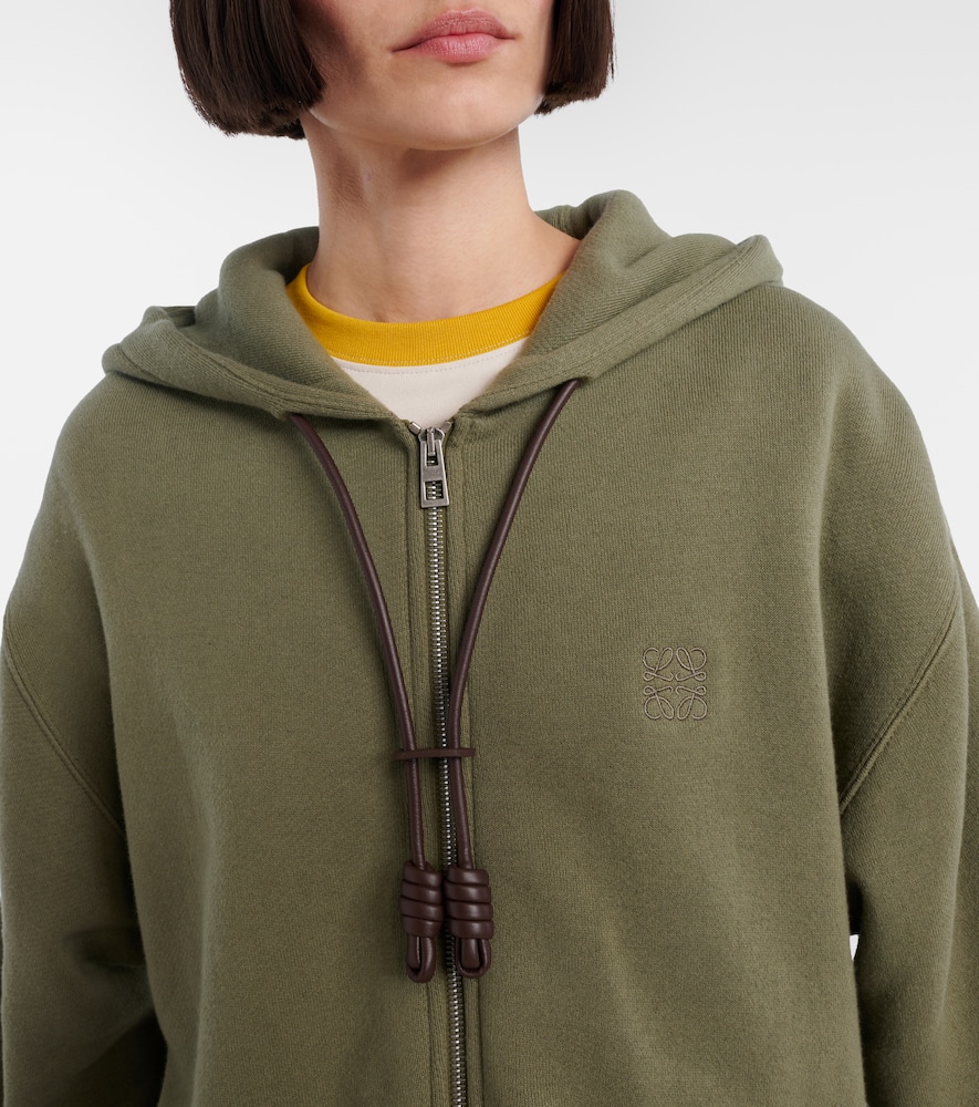 Loewe Flamenco Cotton And Cashmere Zip-up Hoodie In Green