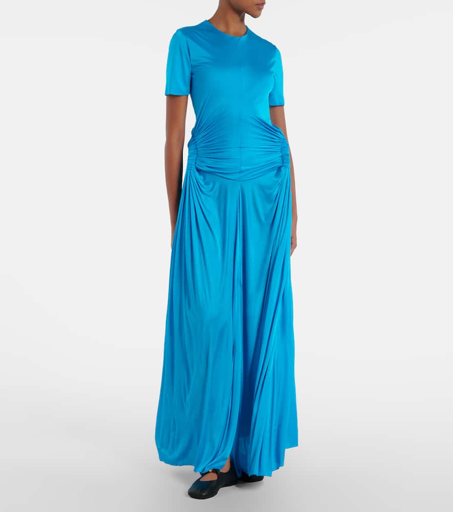 Loewe Cutout Draped Maxi Dress In Blue
