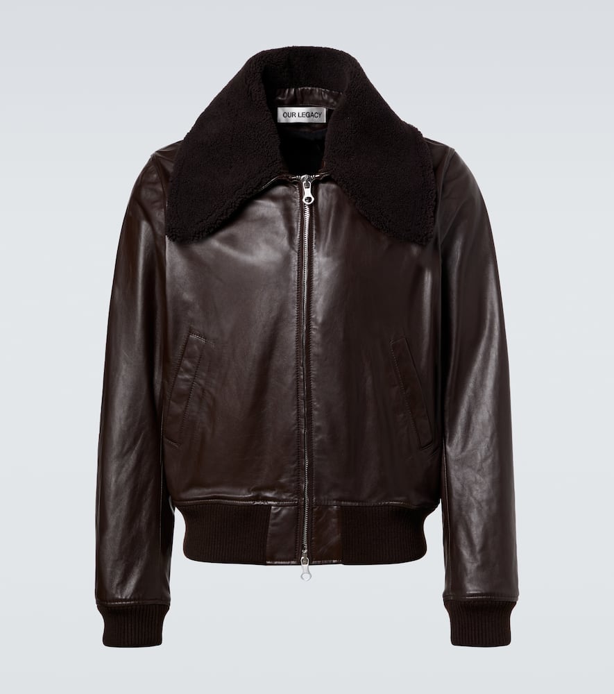 Our Legacy Pharos Wool-blend Trimmed Leather Bomber Jacket In Animal Print