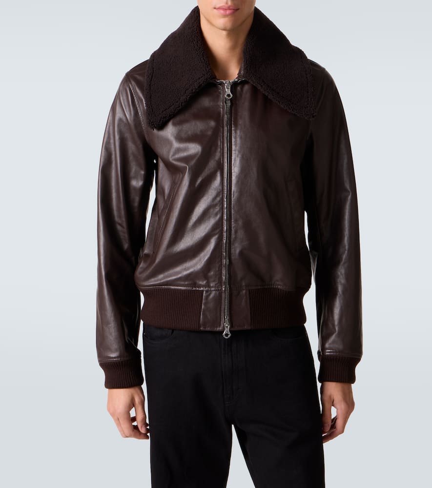 Our Legacy Pharos Wool-blend Trimmed Leather Bomber Jacket In Animal Print