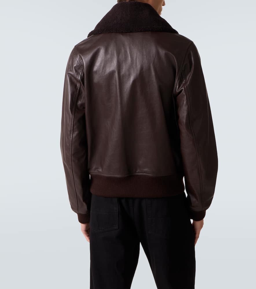 Our Legacy Pharos Wool-blend Trimmed Leather Bomber Jacket In Animal Print