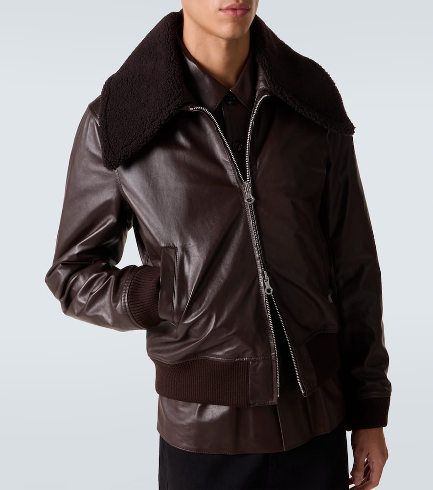 Our Legacy Pharos Wool-blend Trimmed Leather Bomber Jacket In Animal Print