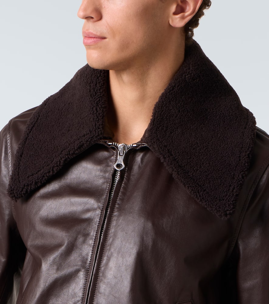 Our Legacy Pharos Wool-blend Trimmed Leather Bomber Jacket In Animal Print