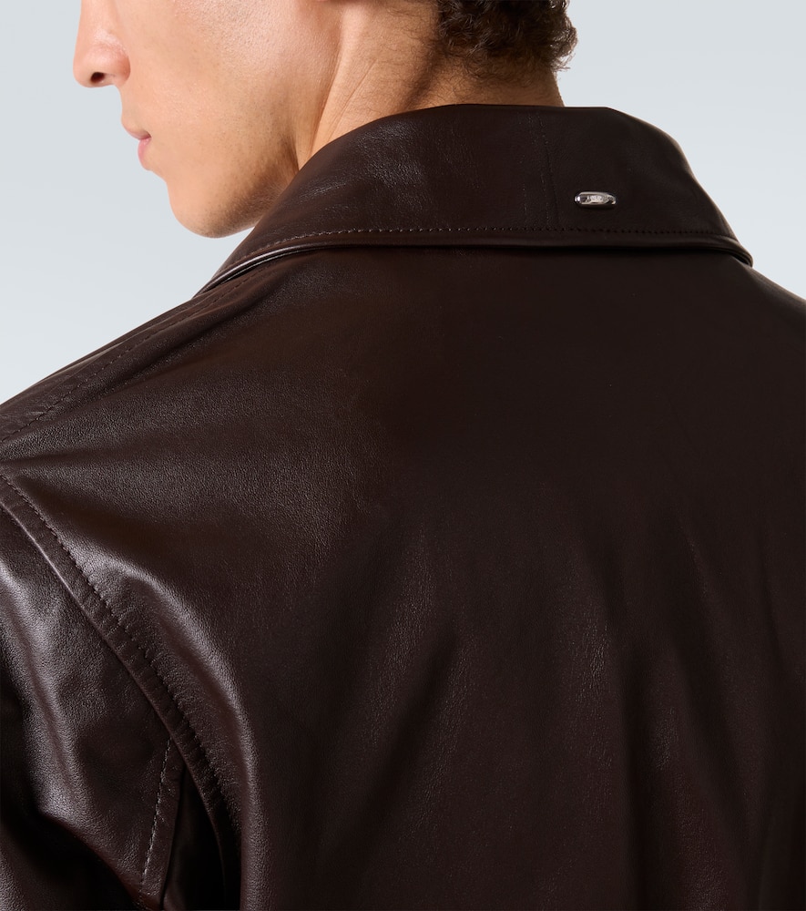 Our Legacy Pharos Wool-blend Trimmed Leather Bomber Jacket In Animal Print