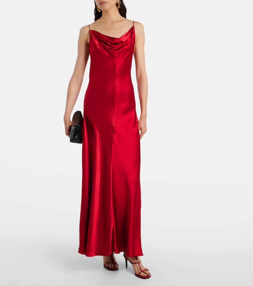 Fforme Emi Satin Maxi Dress In Red