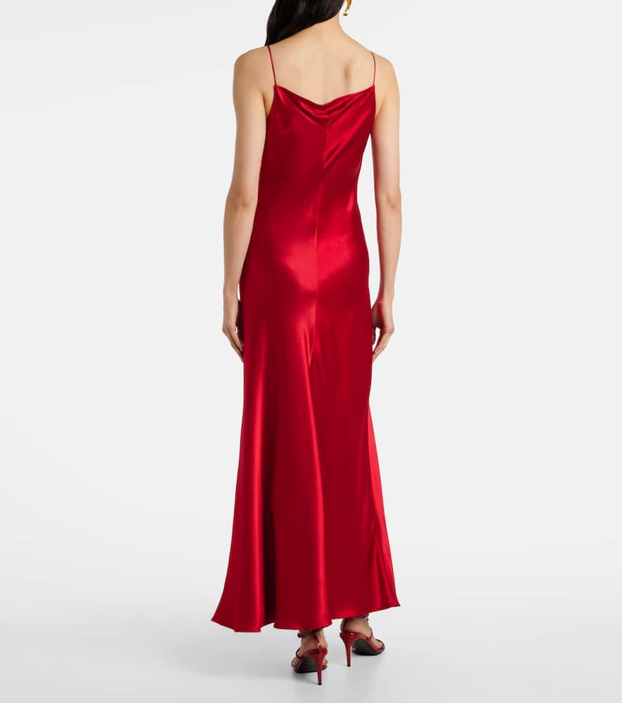 Fforme Emi Satin Maxi Dress In Red