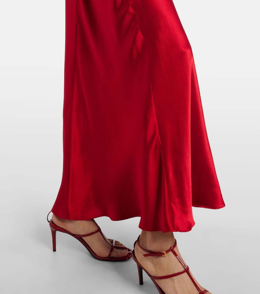 Fforme Emi Satin Maxi Dress In Red