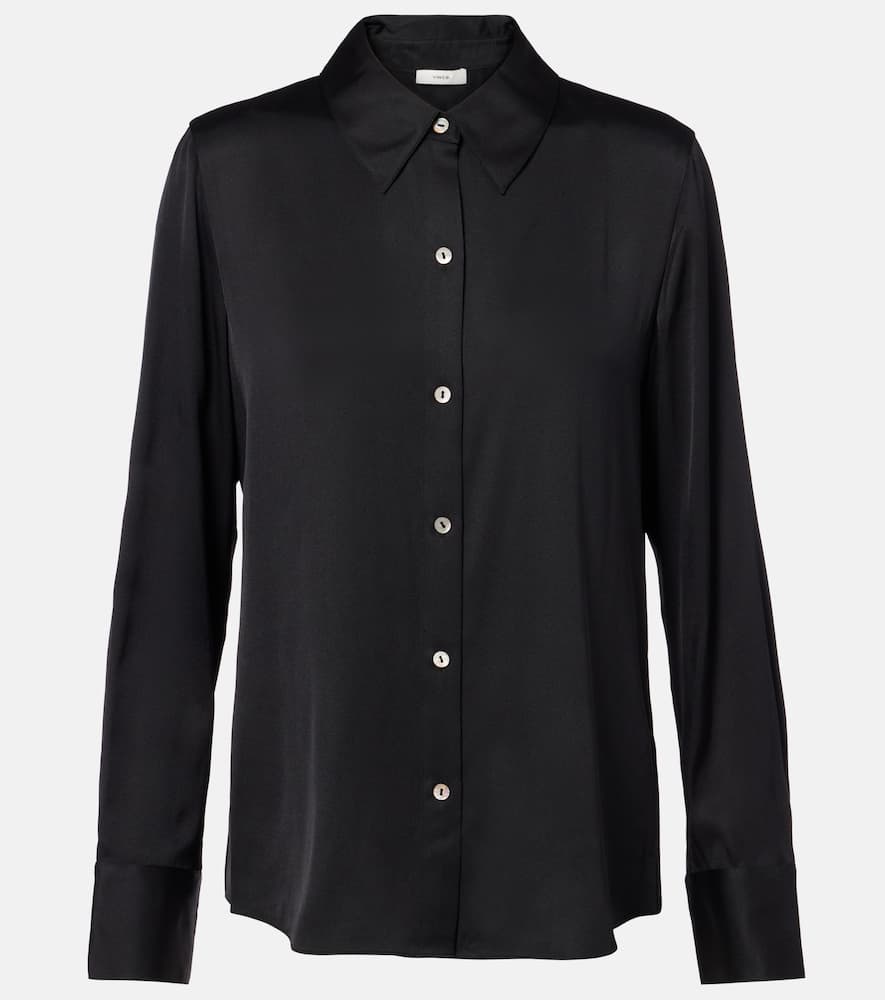 Vince Silk-blend Satin Shirt In Black