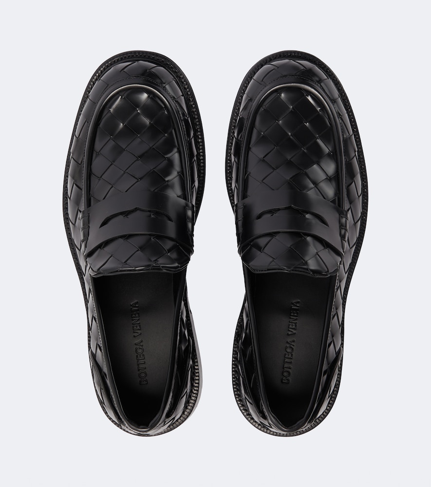 James Intrecciato Leather Penny Loafers
