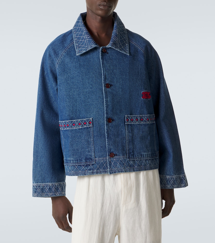  Bode Bode Embroidered Wool And Cotton Denim Jacket 