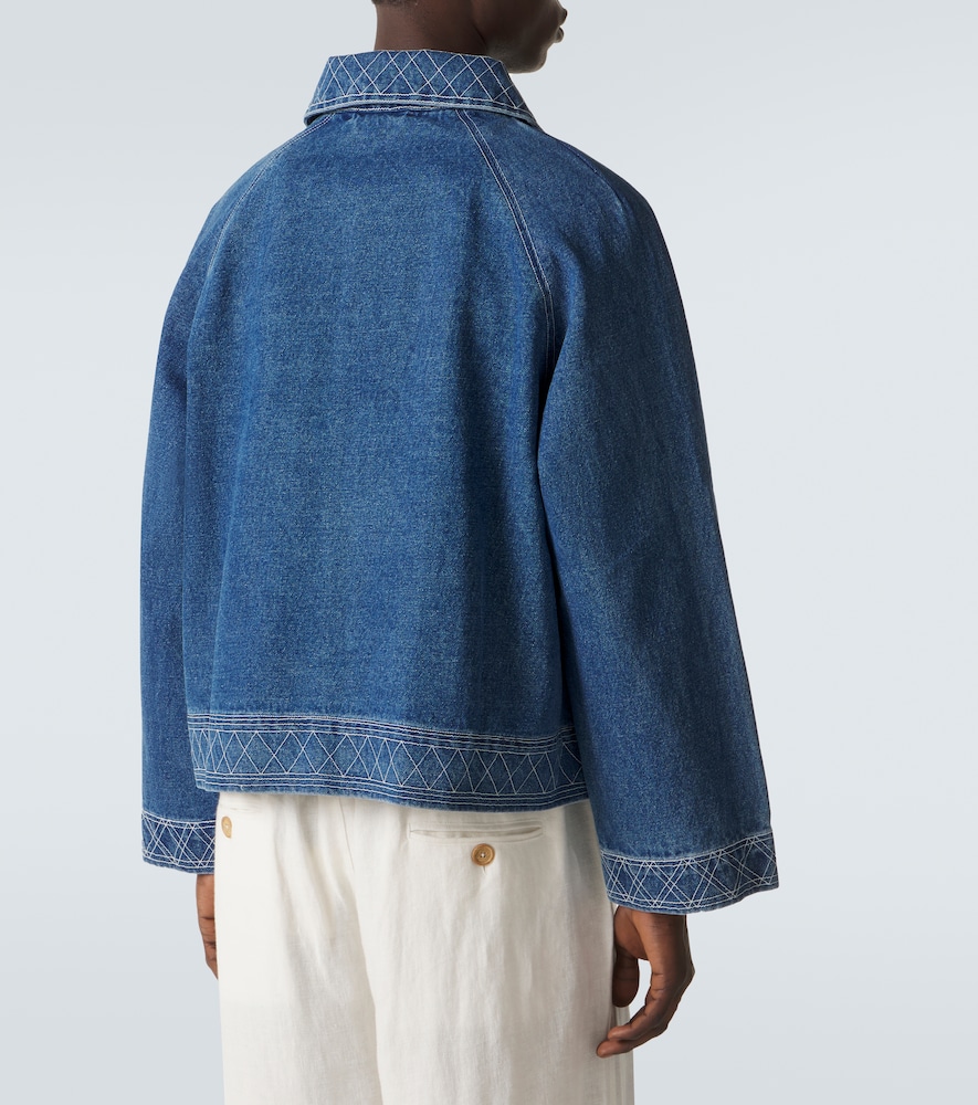 Bode Bode Embroidered Wool And Cotton Denim Jacket 