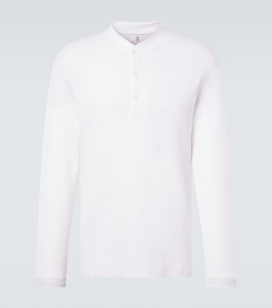 Brunello Cucinelli Men's White Cotton And Silk Henley Shirt UK Size 46 - Mytheresa