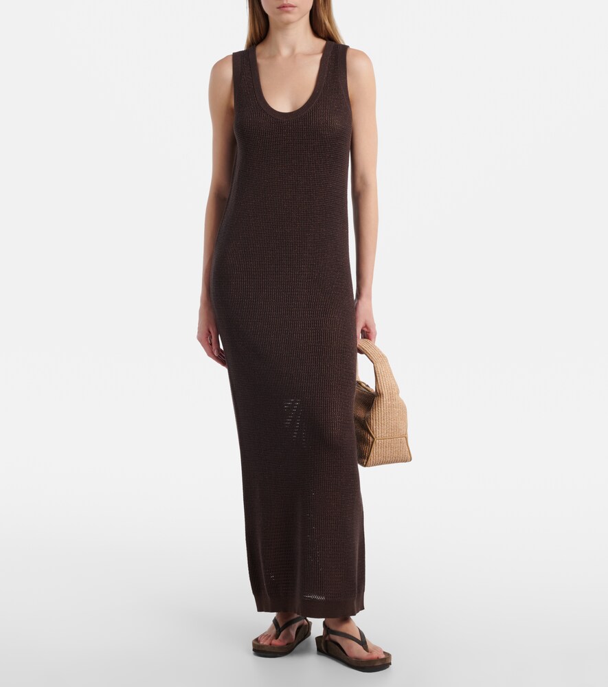 Brunello Cucinelli Open-knit cotton-blend maxi dress