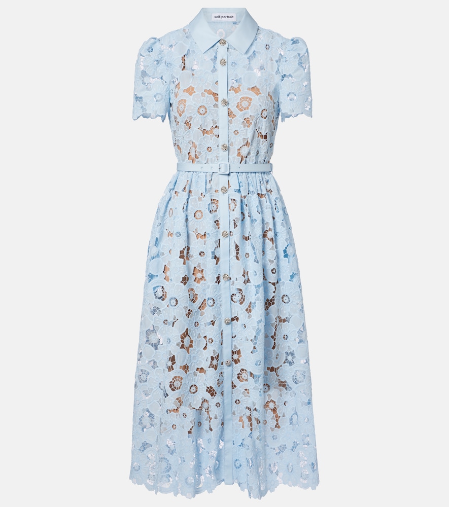 Self-Portrait Belted lace shirt dress