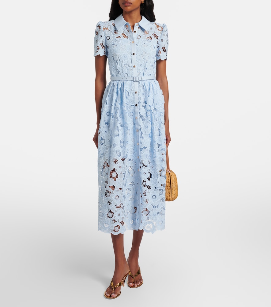 Self-Portrait Belted lace shirt dress