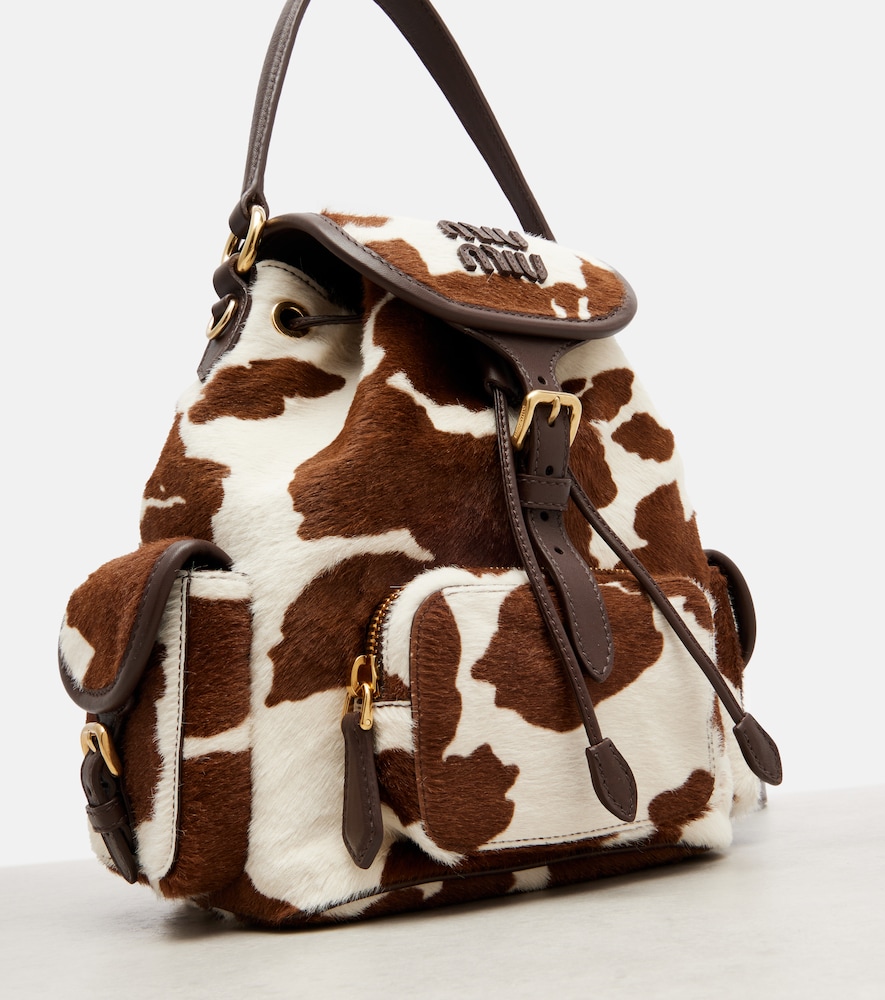  Miu Miu Miu Miu Cow-print Calf Hair Backpack 